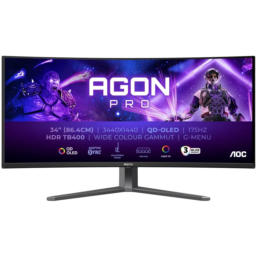 AOC LED-монитор (34", 3440x1440, OLED) Тёмно-серый — Изображение №1 AOC LED-монитор (34", 3440x1440, OLED) Тёмно-серый — Изображение №1