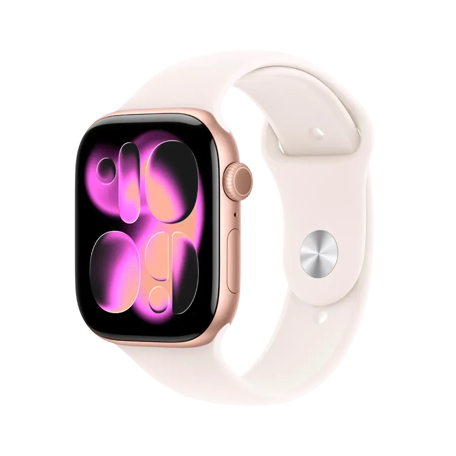 Apple Watch Series 11 GPS, 46мм, Rose Gold Aluminium, Светлый розовый спортивный ремешок, M/L — Изображение №1