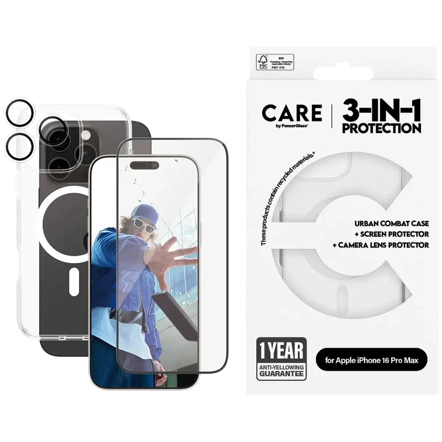 PANZERGLASS Θήκη Flagship 3-in-1 Bundle με MagSafe, Σαφές for iPhone 16 Pro Max — Εικών №1