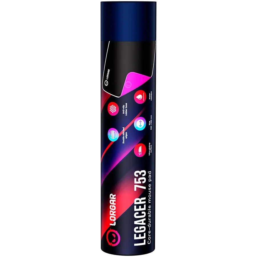 LORGAR Gaming mouse pad 360x300mm, Black/Purple — Image №8