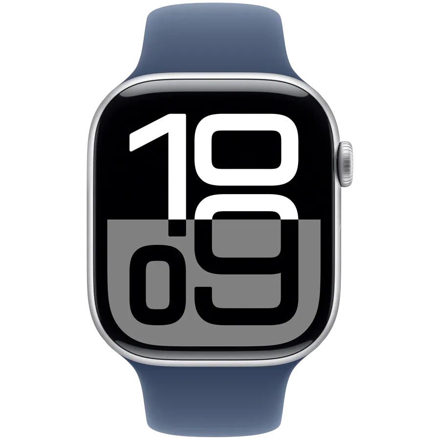 Apple Watch Series 10 GPS, 46мм, Серебристый, Denim Sport Band, S/M — Изображение №2