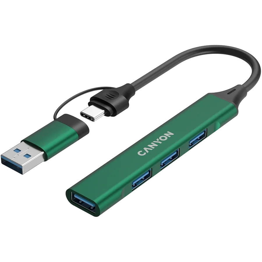 CANYON  DS-02  USB Hub 4 Port USB-C Hub DS-02 Green — Image №3