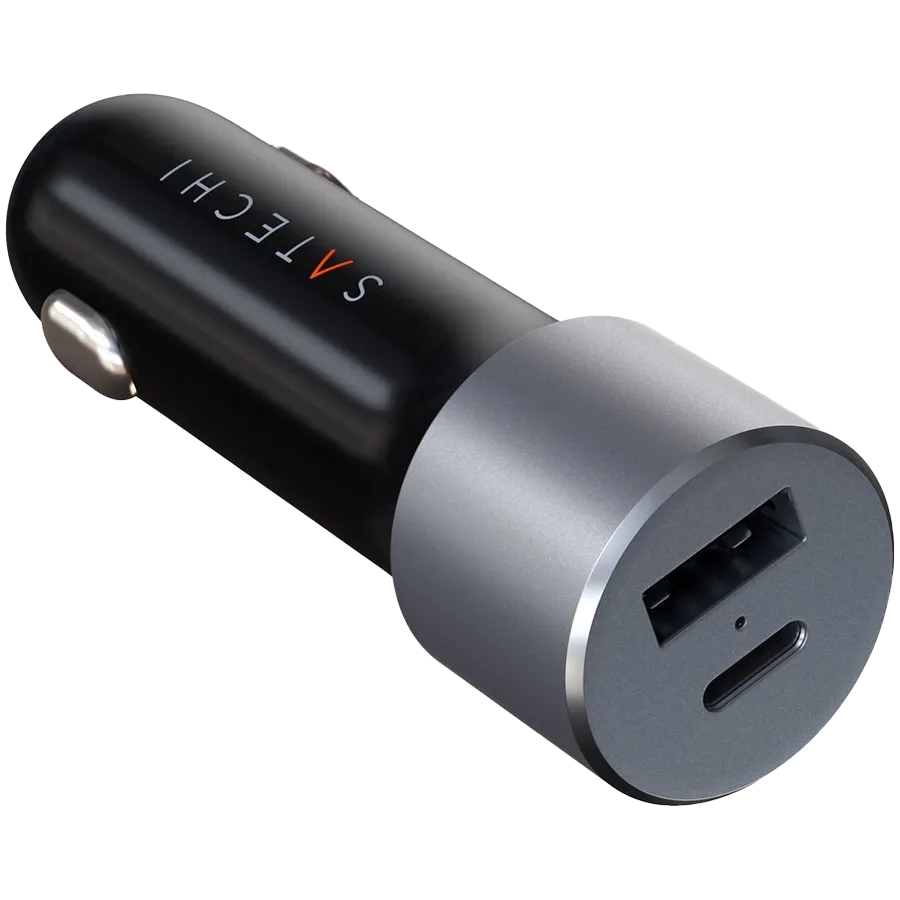 SATECHI Car Adapter 2*USB/USB-C, 72 W, Space Gray — Image №2