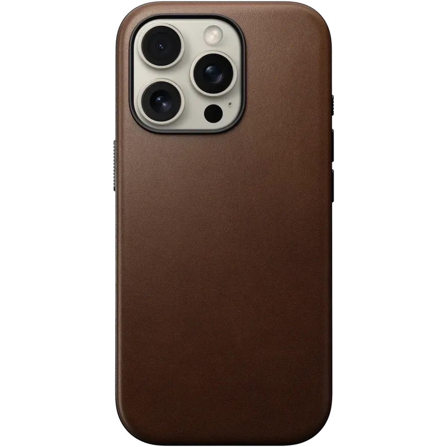NOMAD Чехол Modern Leather with MagSafe, Коричневый для iPhone 16 Pro — Изображение №1