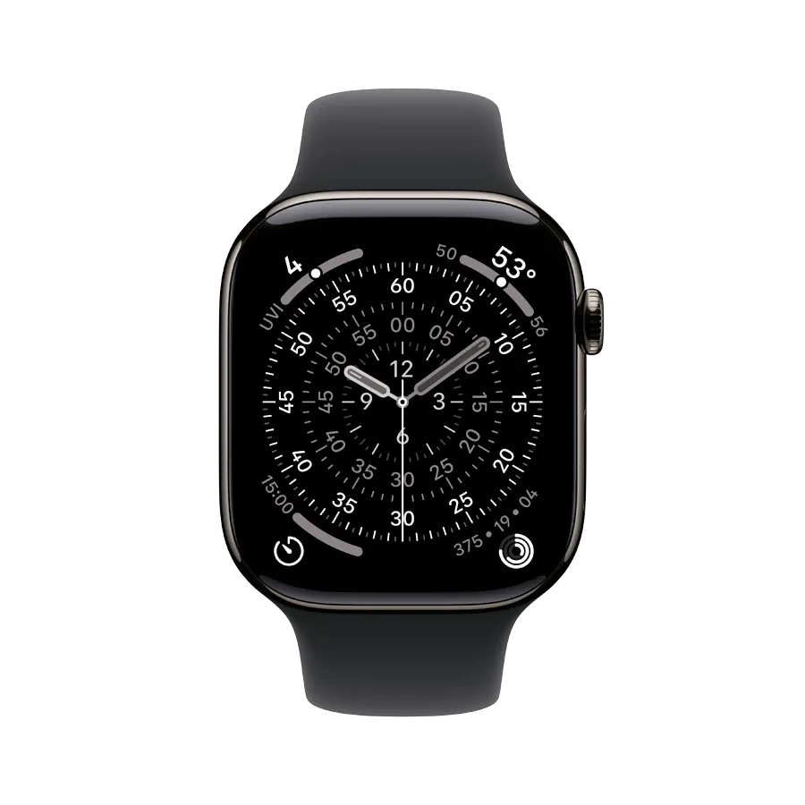 Apple Watch Series 11 GPS, 46мм, Slate Titanium, Черный спортивный ремешок, S/M — Изображение №2