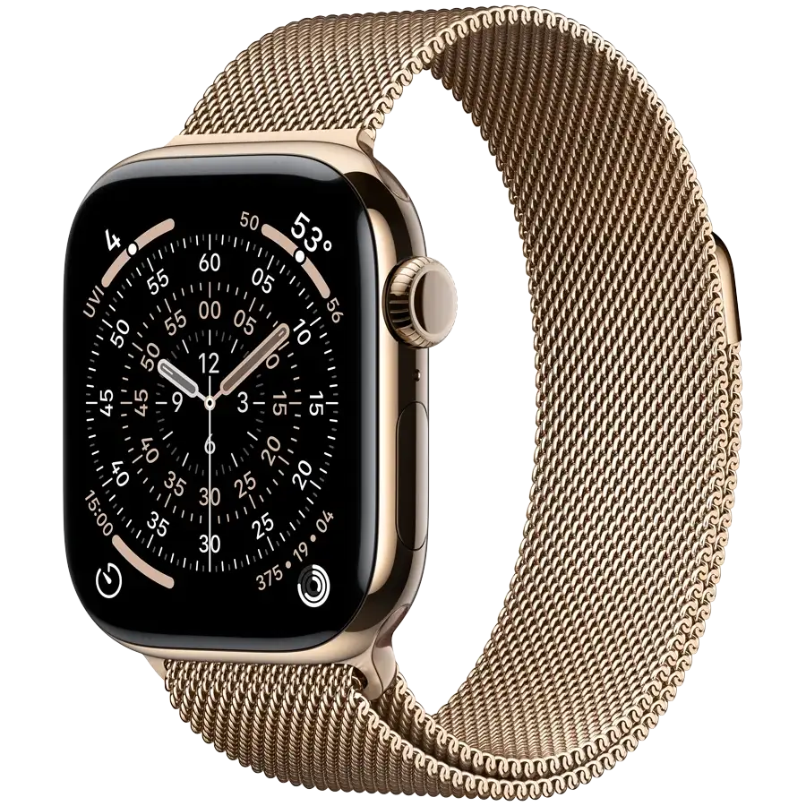 Apple Watch Series 11 GPS, 42мм, Gold Titanium, Gold Milanese Loop — Изображение №1