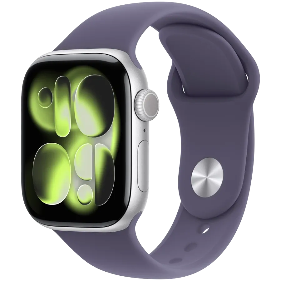 Apple Watch Series 11 GPS, 42χιλ., Silver Aluminium, Purple Fog Sport Band, S/M — Εικών №1