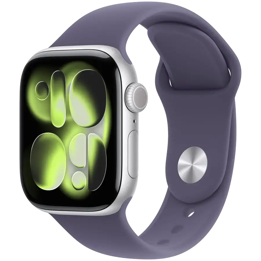 Apple Watch Series 11 GPS, 42мм, Серебристый, Purple Fog Sport Band, M/L — Изображение №1