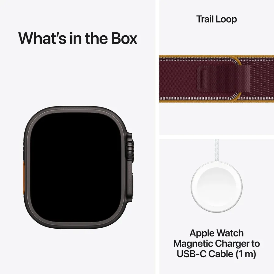 Apple Watch Ultra 4 GPS + Cellular, 49mm, Black, Burgundy Trail Loop, S/M — Image №7