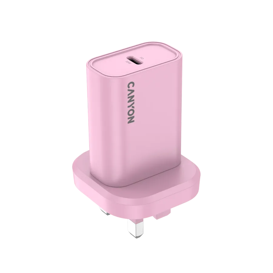 CANYON OnCharge 30CL UK Адаптер питания 1*USB-C, 30 Вт, Розовый 1*USB Тип C — Изображение №1