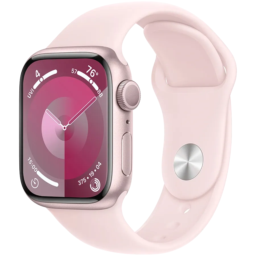 Apple Watch Series 9 GPS, 41мм, Розовый, Light Pink Sport Band, S/M — Изображение №1
