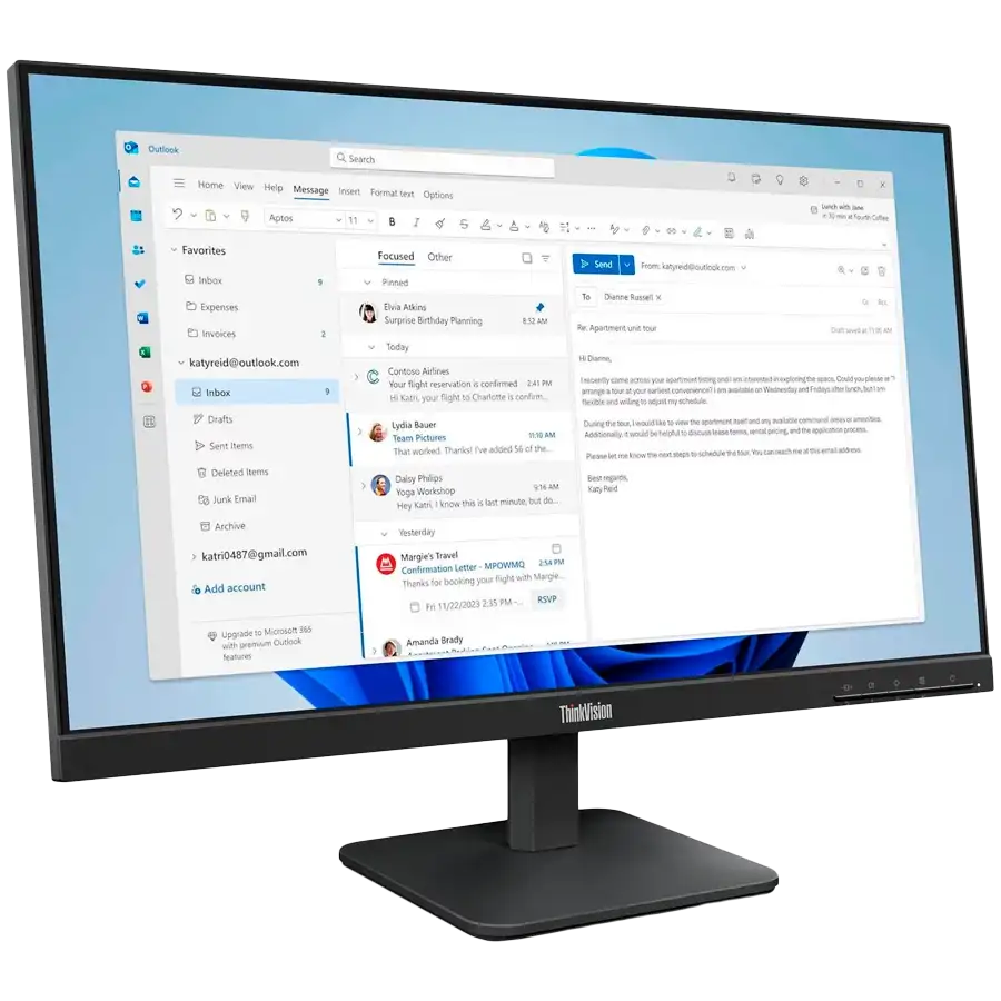 LENOVO Monitor LED (23.8", 1920x1080, IPS) Raven Black — Image №2