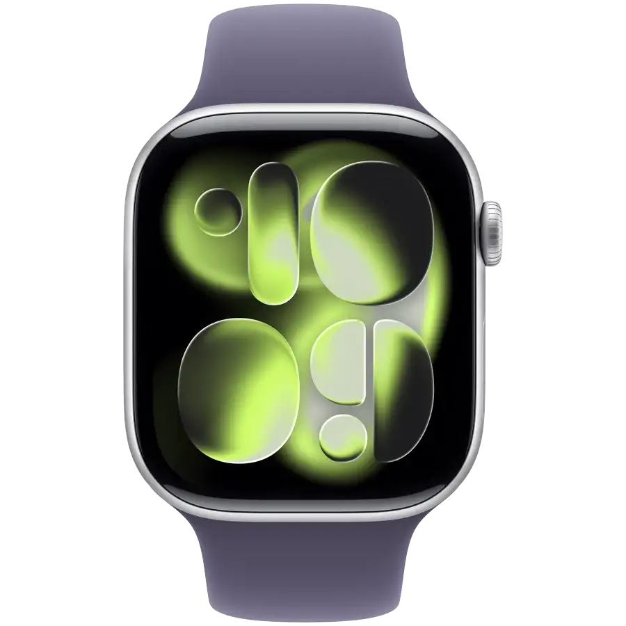 Apple Watch Series 11 GPS, 46mm, Silver Aluminium, Purple Fog Sport Band, S/M — Image №2
