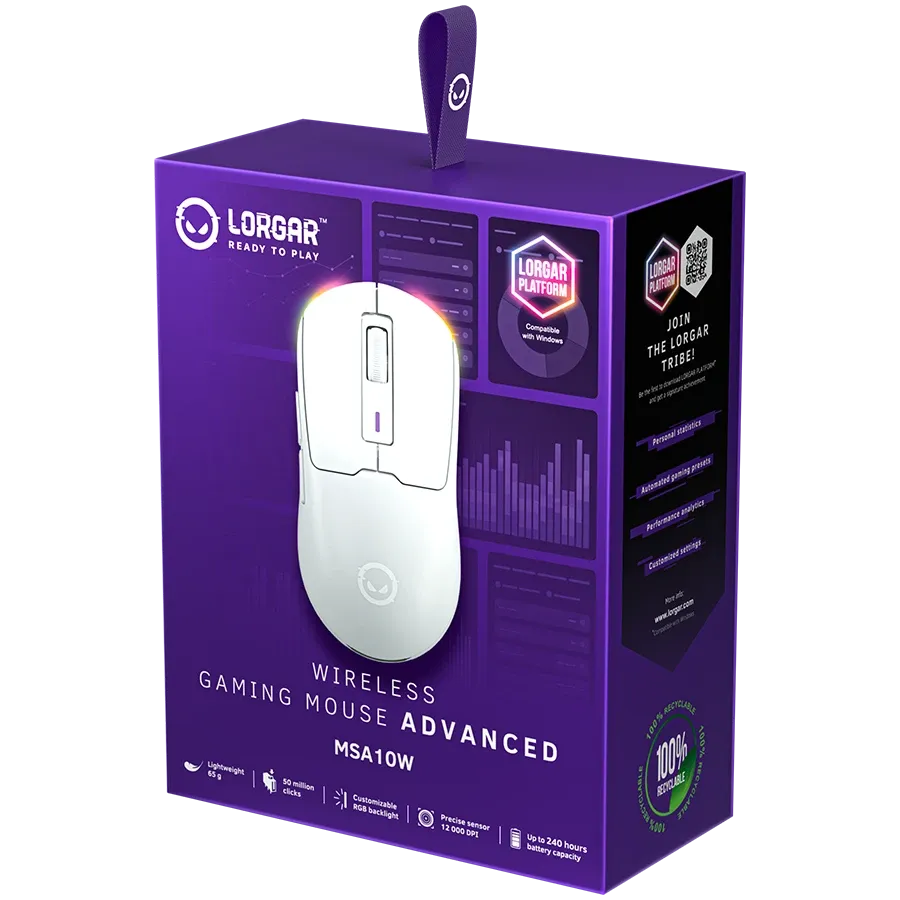 LORGAR MSA10W Ποντίκι παιχνιδιού, Ασύρματο, Λευκό — Εικών №8