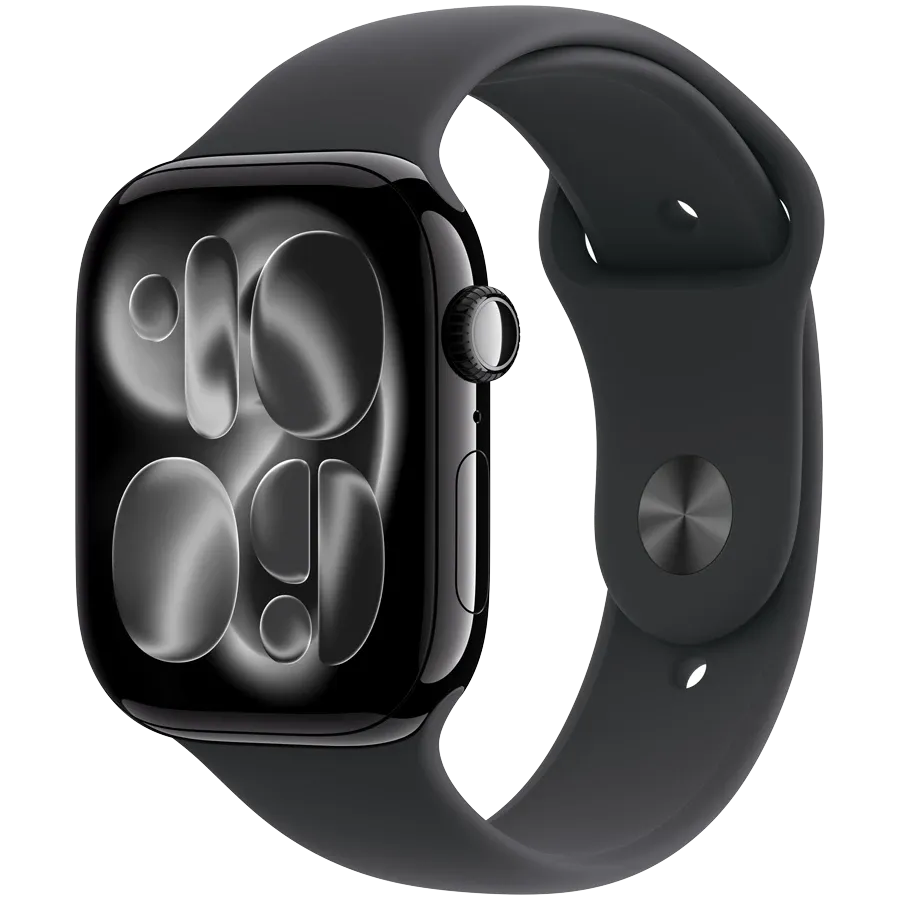 Apple Watch Series 11 GPS, 46mm, Jet Black Aluminium, Black Sport Band, S/M — Image №1