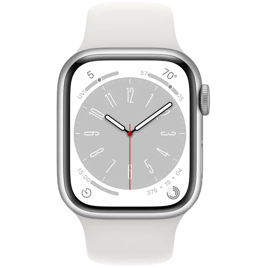 Apple Watch Series 8 GPS, 41mm, Silver, White Sport Band — Image №3