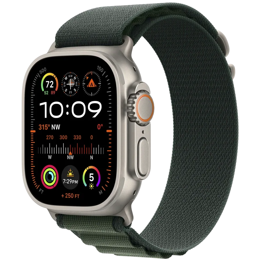 APPLE Band Alpine Loop M, Natural Titanium Finish Dark Green for Apple Watch 44/45/46/49 mm — Image №2