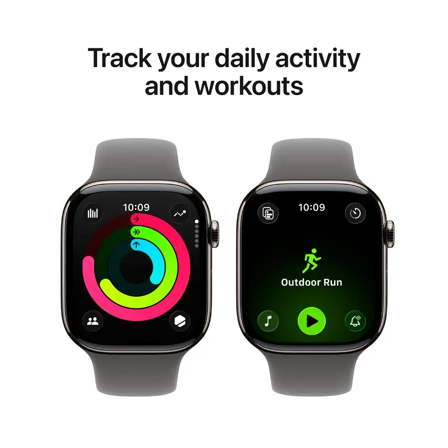 Apple Watch Series 11 GPS, 46mm, Natural Titanium, Stone Grey Sport Band, S/M — Image №4