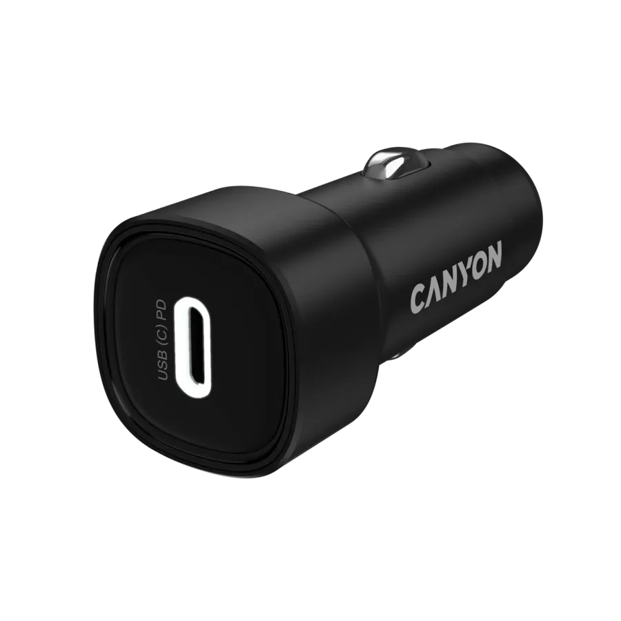 CANYON Car Adapter USB-C, 30 W, Black — Image №1