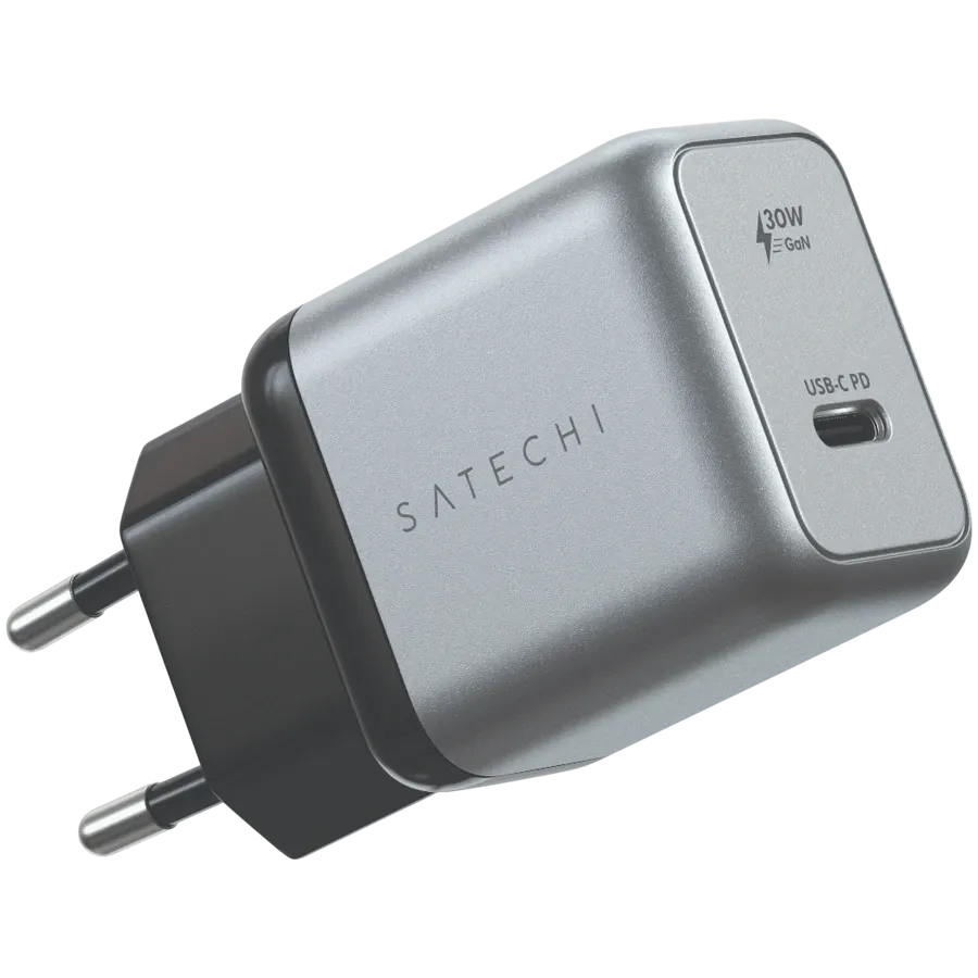 SATECHI Power Adapter USB-C, 30 W, Silver — Image №1 SATECHI Power Adapter USB-C, 30 W, Silver — Image №1