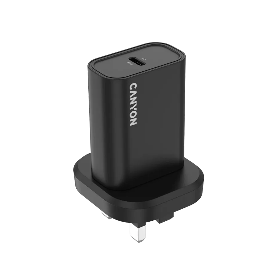 CANYON OnCharge 30CL UK Адаптер питания 1*USB-C, 30 Вт, Чёрный 1*USB Тип C — Изображение №1
