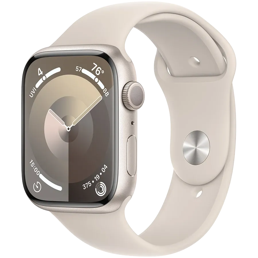 Apple Watch Series 9 GPS, 41мм, Starlight, Спортивный ремешок Starlight, M/L — Изображение №1