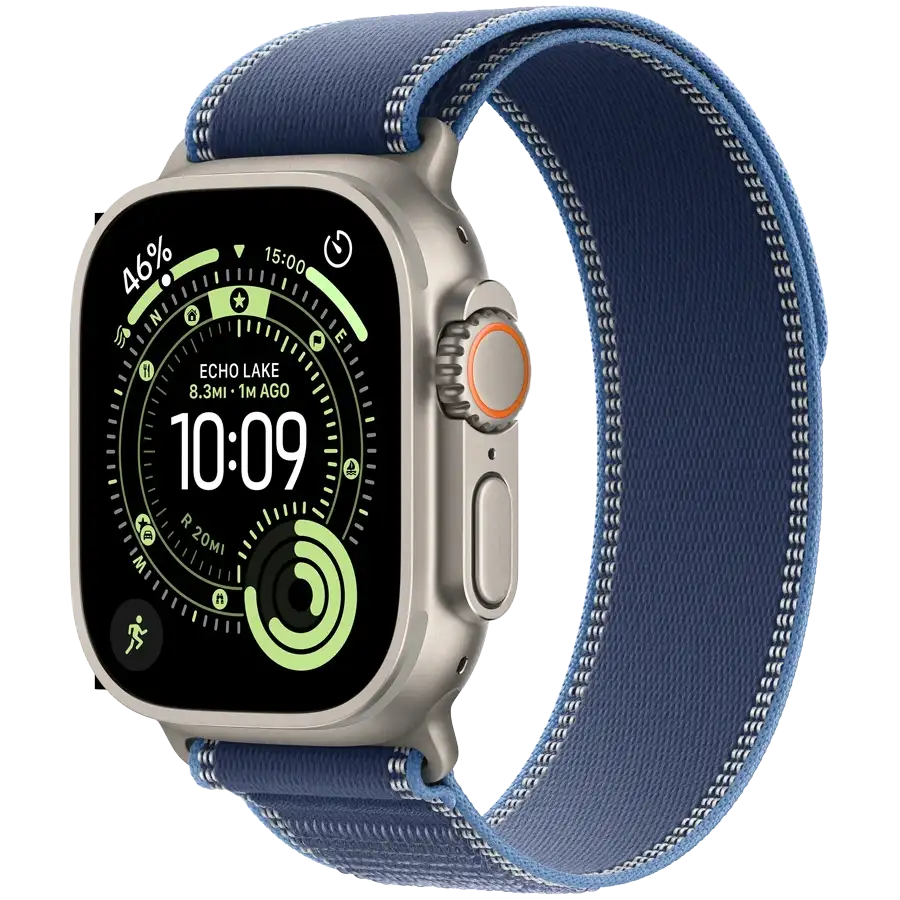 Apple Watch Ultra 3, 49мм, Natural, Blue/Bright Blue Trail Loop, S/M — Изображение №1
