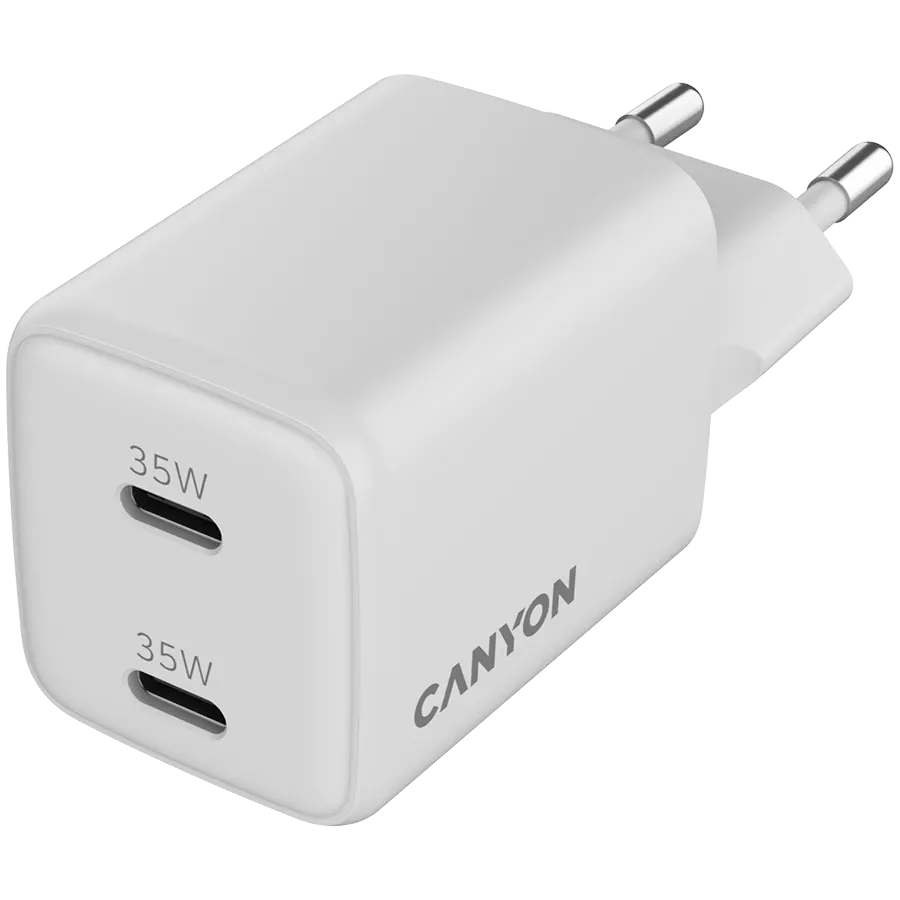 CANYON CU35CC Power Adapter 2*USB-C, 35 W, White 2*USB Type C — Image №3