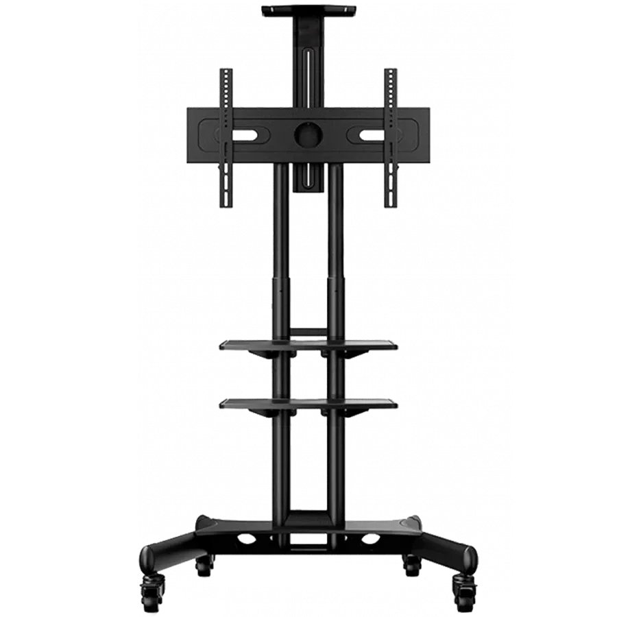 ONKRON Мобильная подставка под телевизор с 3 полками для телевизоров 40"-70" весом до 60,5 кг, чёрная, VESA: 100x100 - 600x400 — Изображение №1