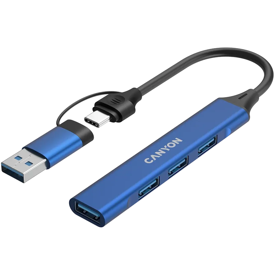 CANYON  DS-02  USB Хаб 4 Port USB-C Hub DS-02 Синий — Изображение №3