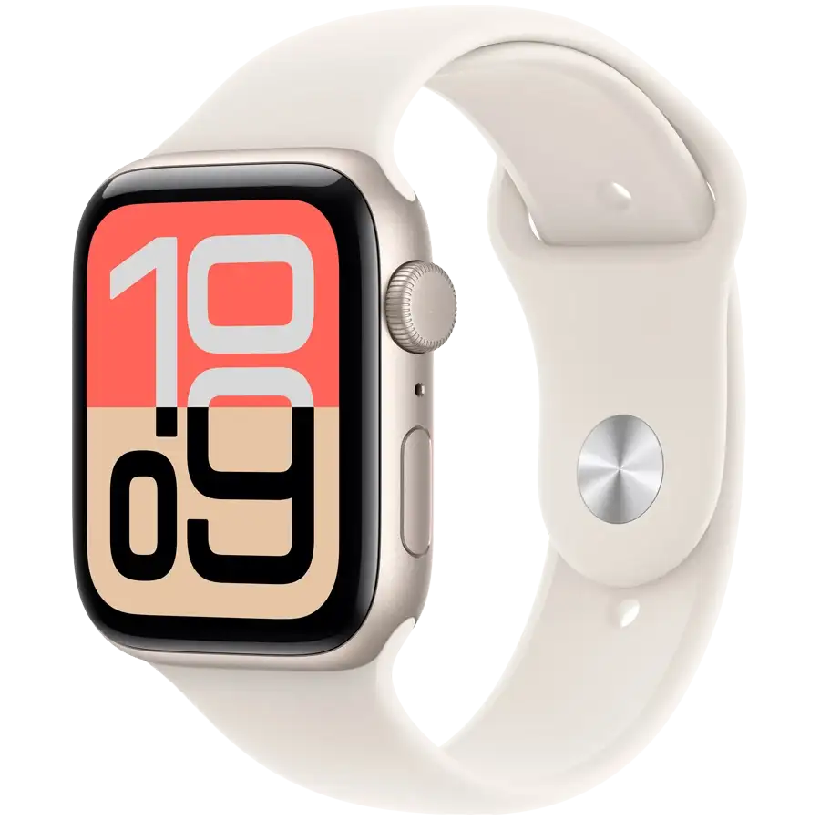 Apple Watch SE GPS Gen.3, 44мм, Золотой, Спортивный ремешок Starlight, S/M — Изображение №1