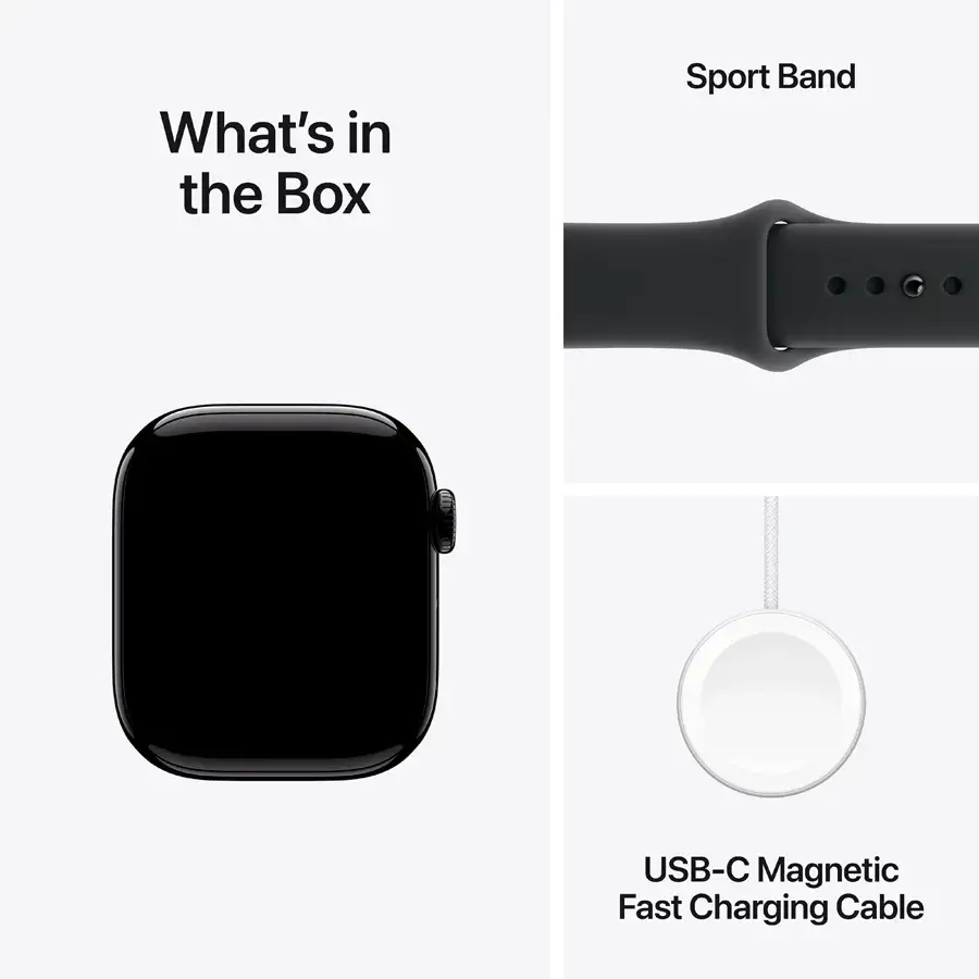 Apple Watch Series 11 GPS, 42mm, Jet Black, Black Sport Band, S/M — Image №8