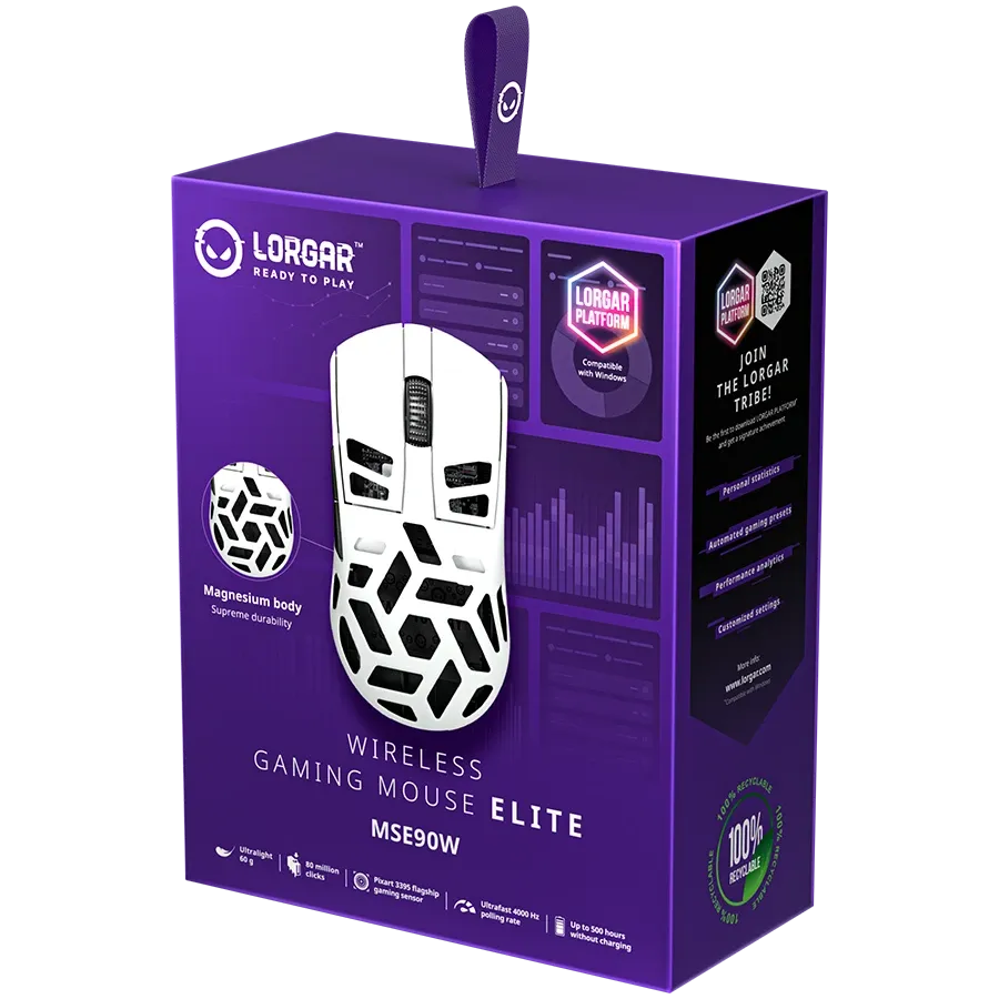 LORGAR MSE90W Ποντίκι παιχνιδιού, Ασύρματο, Λευκό — Εικών №11