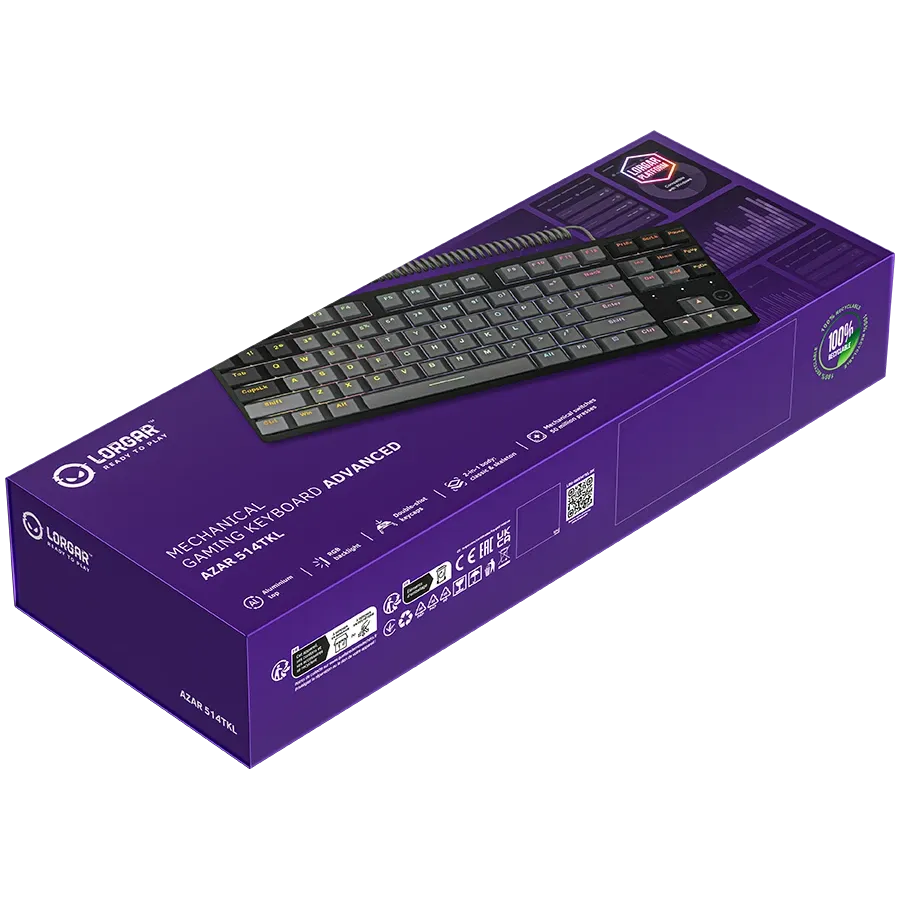 LORGAR Azar 514 TKL Игровая клавиатура, Проводная, Чёрный, Английский — Изображение №9