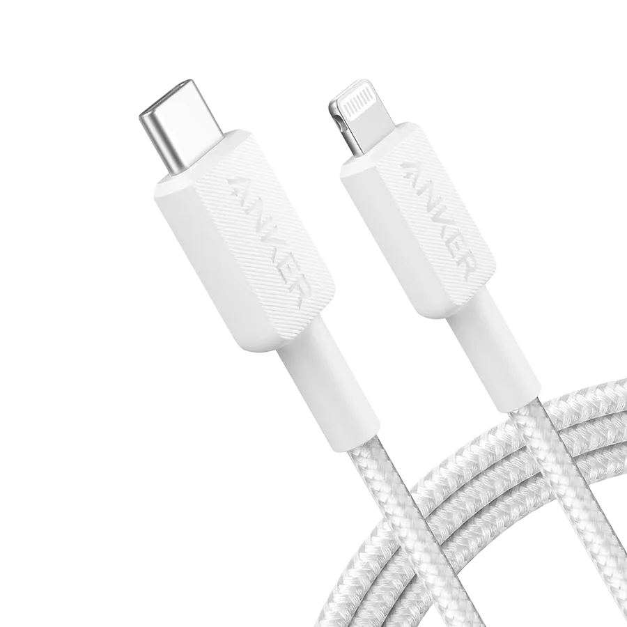 USB-C to Lightning Cable ANKER, Braided, 0.9 m, White — Image №1