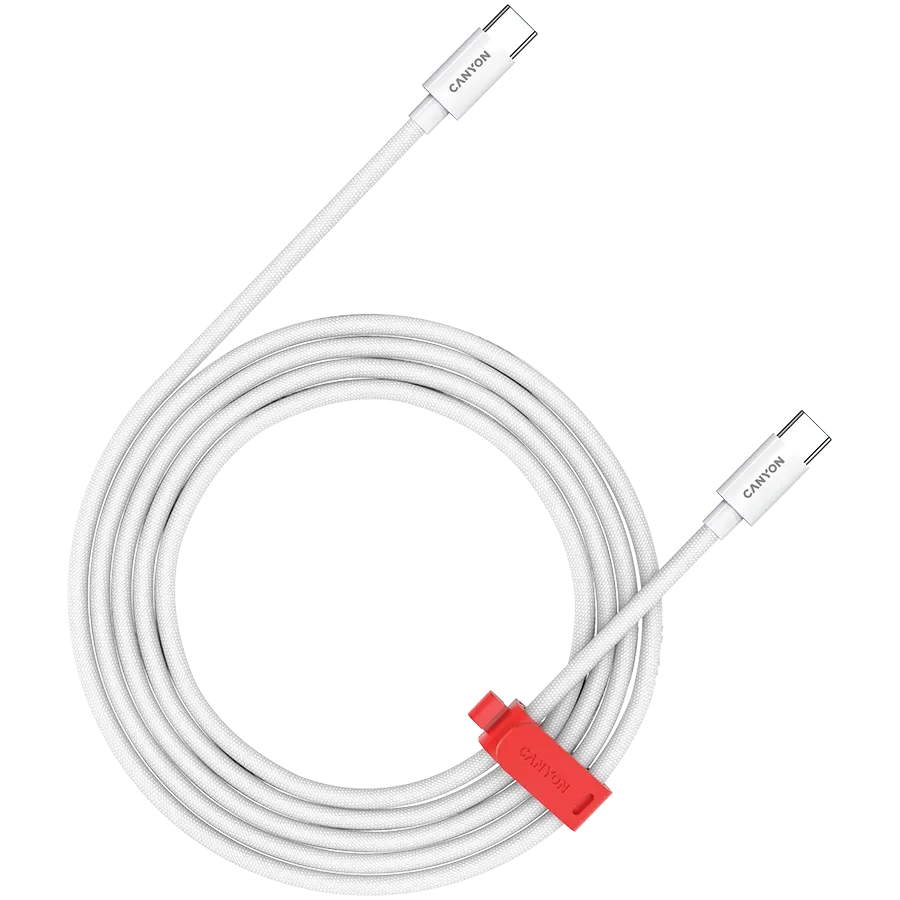 Power delivery USB-C Cable CANYON, 2 m, White — Изображение №1