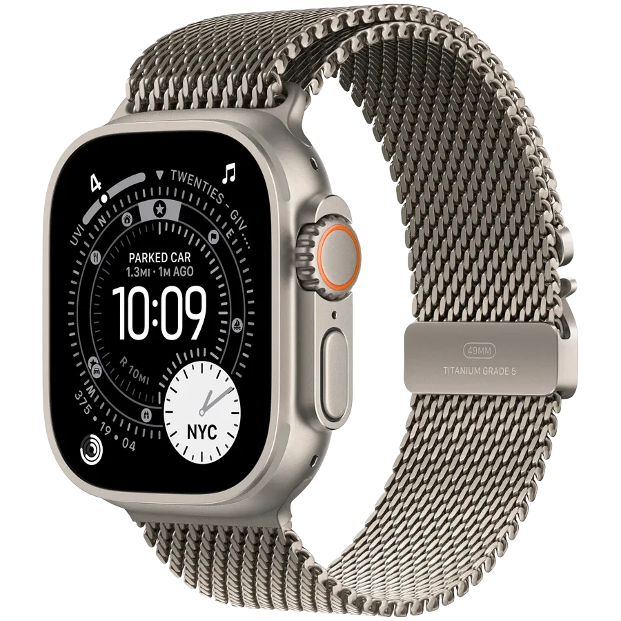 Apple Watch Ultra 3, 49χιλ., Natural, Natural Titanium Milanese Loop, Medium — Εικών №1
