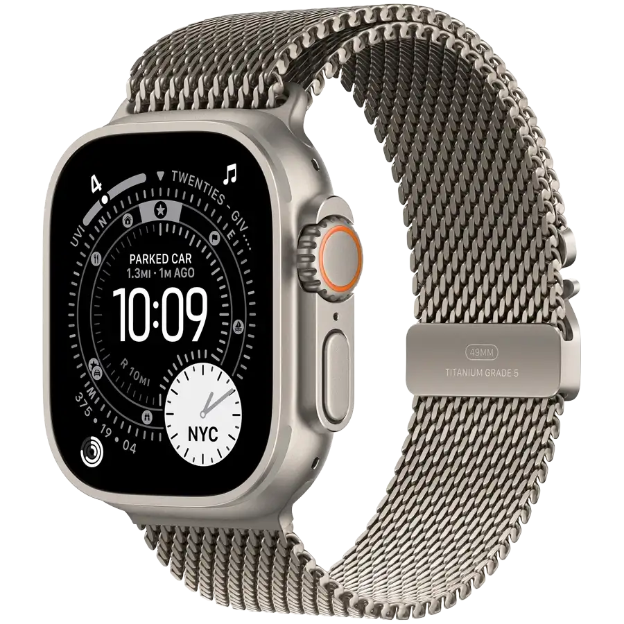 Apple Watch Ultra 3, 49mm, Natural, Natural Titanium Milanese Loop, S — Image №1