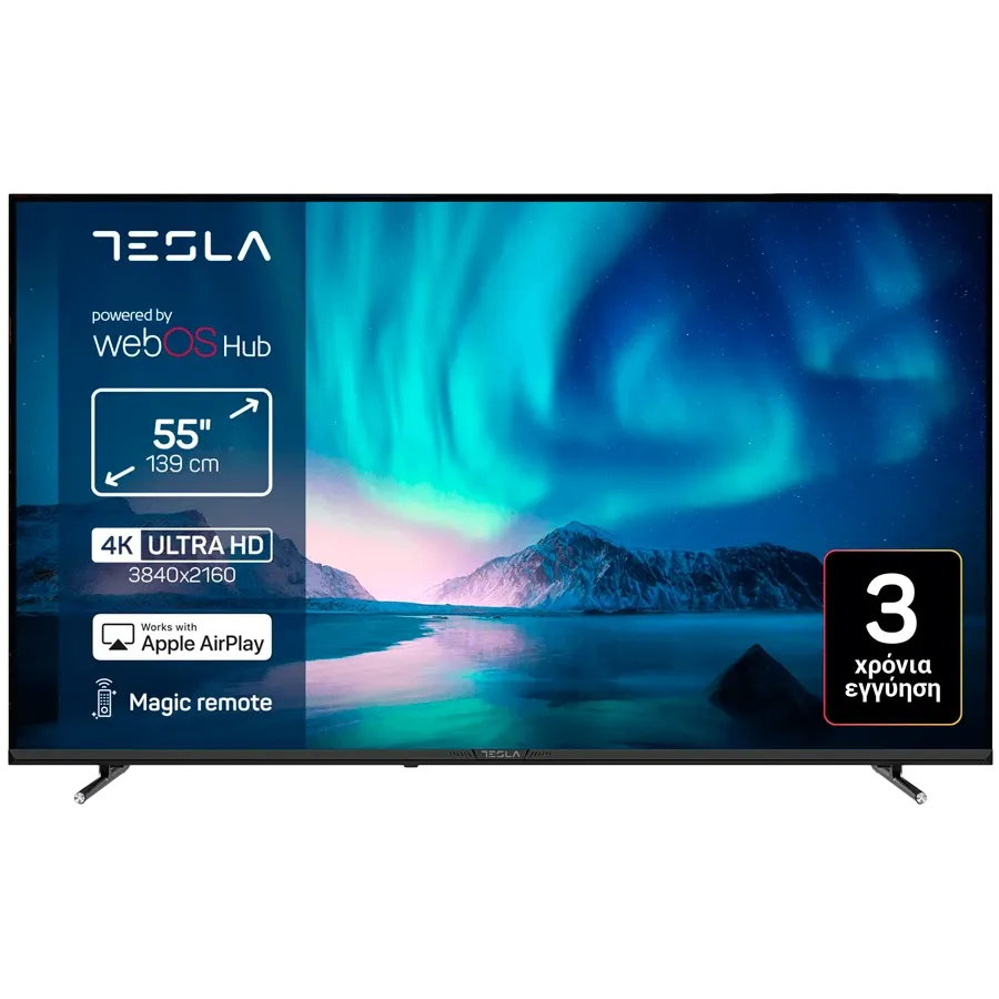 TESLA Смарт ТВ, LCD, 55", UHD, Чёрный — Изображение №1