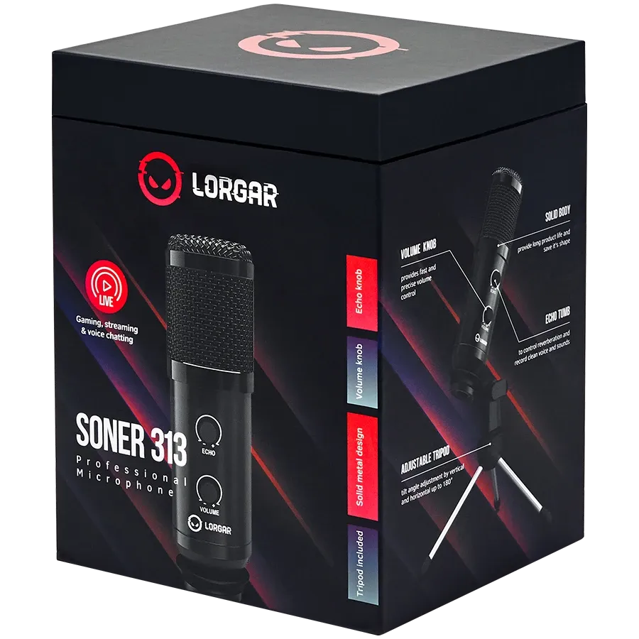 LORGAR Игровой микрофон Soner 313, Проводная, Чёрный — Image №8