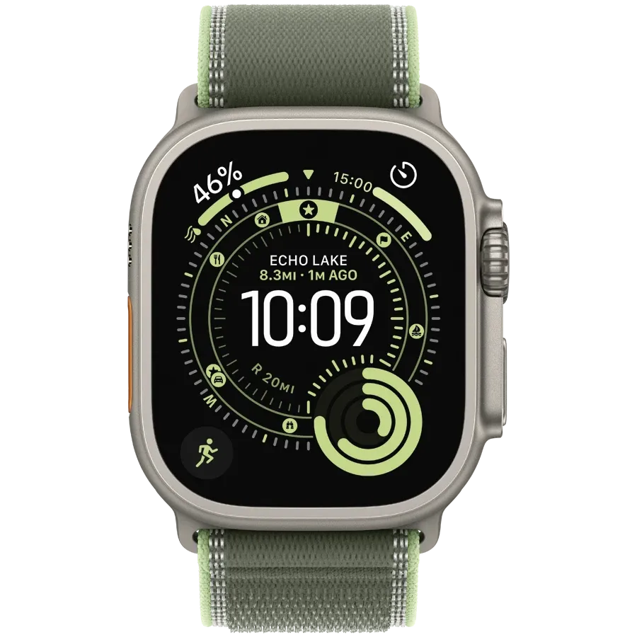 Apple 49мм Trail Loop - S/M Ремешок Trail Loop - Natural Titanium Finish Green/Neon для Apple Watch 44/45/46/49 mm — Изображение №2