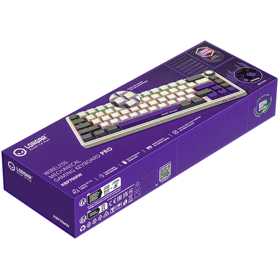 LORGAR KBP70MW Gaming Keyboard, Wireless, Beige, EN — Image №10