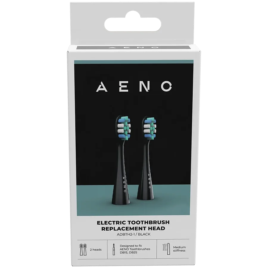Сменные насадки для зубных щеток AENO DB1S/DB2S, черные, щетина Dupont, 2 шт. в наборе — Изображение №2