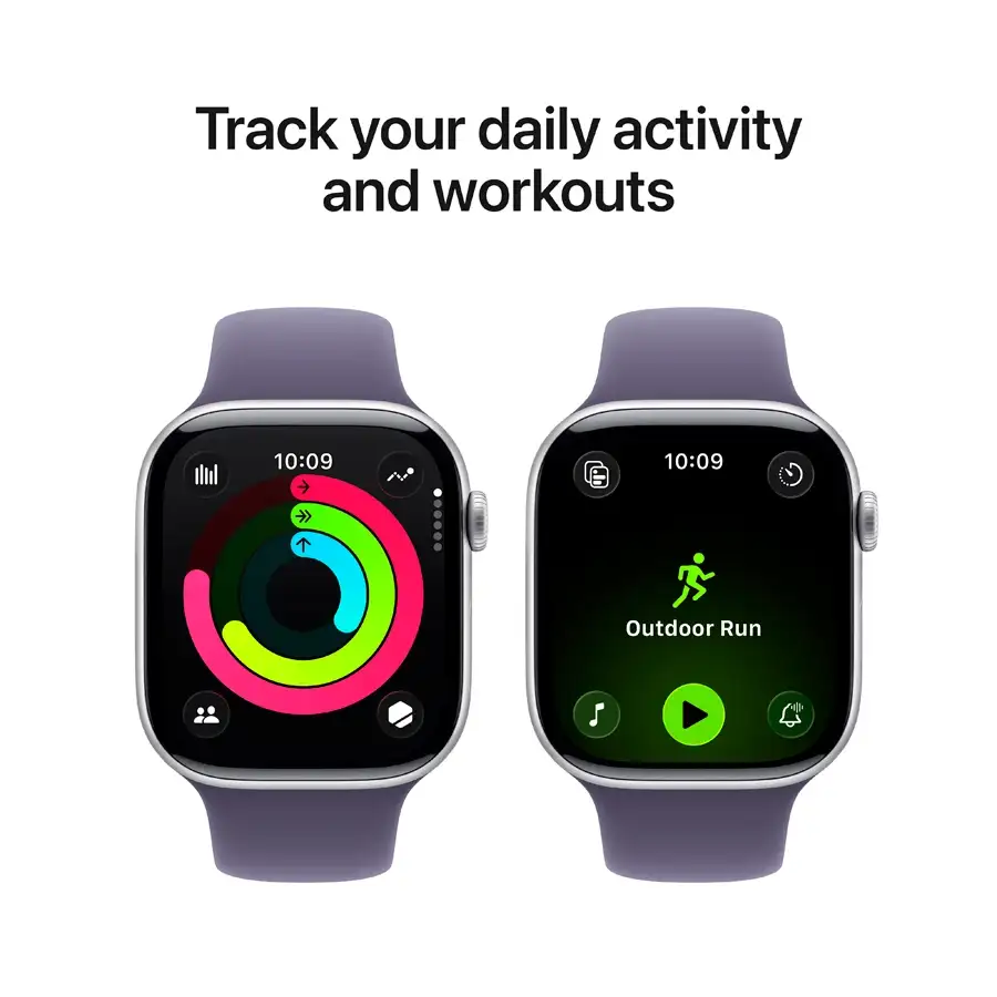 Apple Watch Series 11 GPS, 46mm, Silver Aluminium, Purple Fog Sport Band, S/M — Image №4