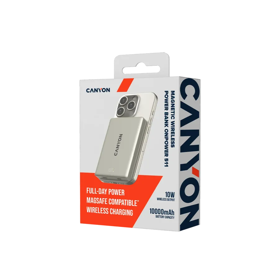 CANYON OnPower 511 Портативное зарядное устройство, 10000 мА·ч, Star Grey — Изображение №5