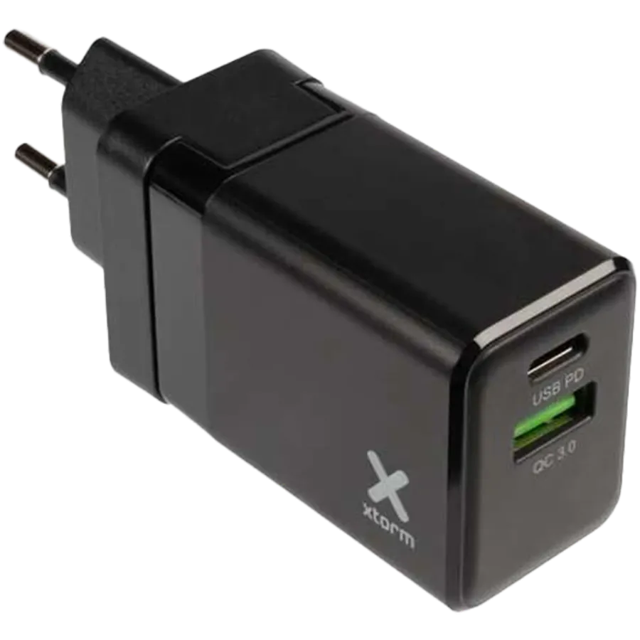 XTORM Power Adapter 2*USB/USB-C, 20 W, Black — Image №1