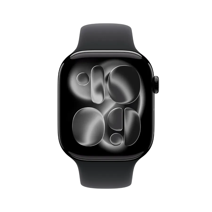 Apple Watch Series 11 GPS, 46χιλ., Jet Black Aluminium, Μαύρο αθλητικό λουράκι, S/M — Εικών №2
