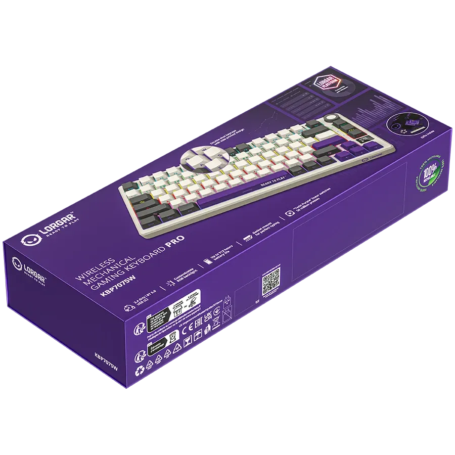 LORGAR KBP7075W Игровая клавиатура, Беспроводная, Бежевый, Английский — Изображение №9