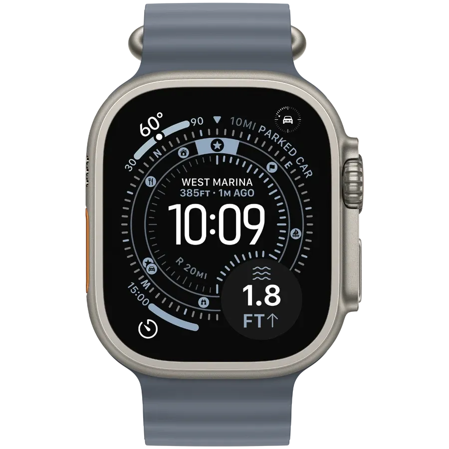 Apple 49мм Ocean Band - Natural Titanium Finish Ремешок Ocean Band Anchor Blue для Apple Watch 44/45/46/49 mm — Изображение №2