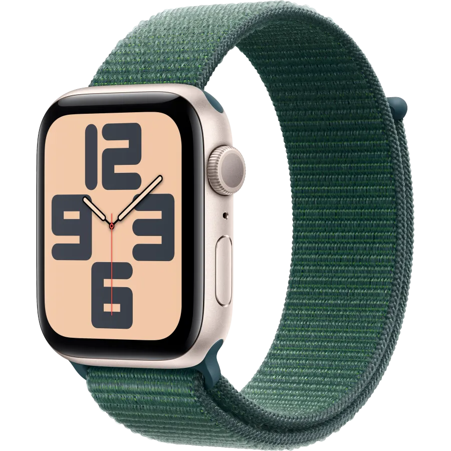 Apple Watch SE GPS Gen.2 (2024), 44χιλ., Starlight, Lake Green Sport Loop — Εικών №1
